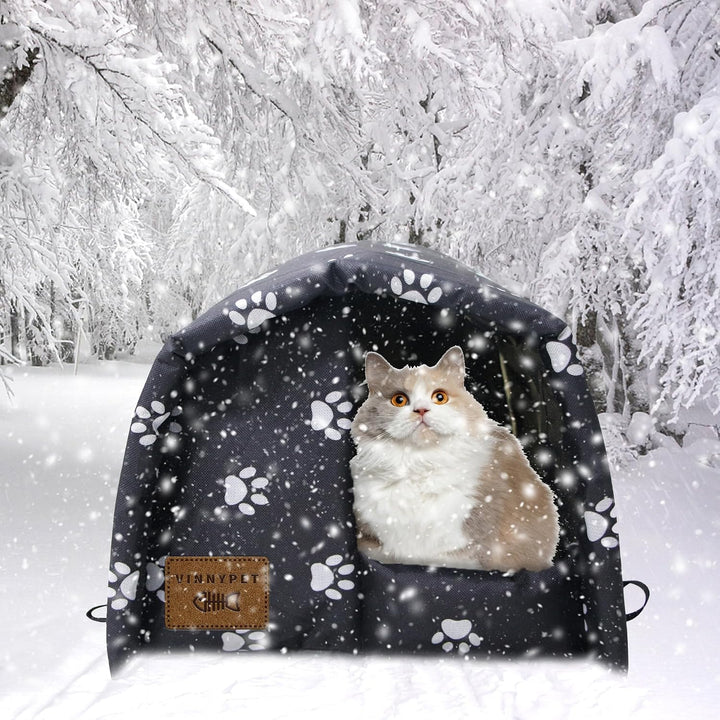 Katzenhaus Für Draussen Winterfest Wasserdicht Und Warm Faltbare Katzenhöhle mit Plüschkissen Weich