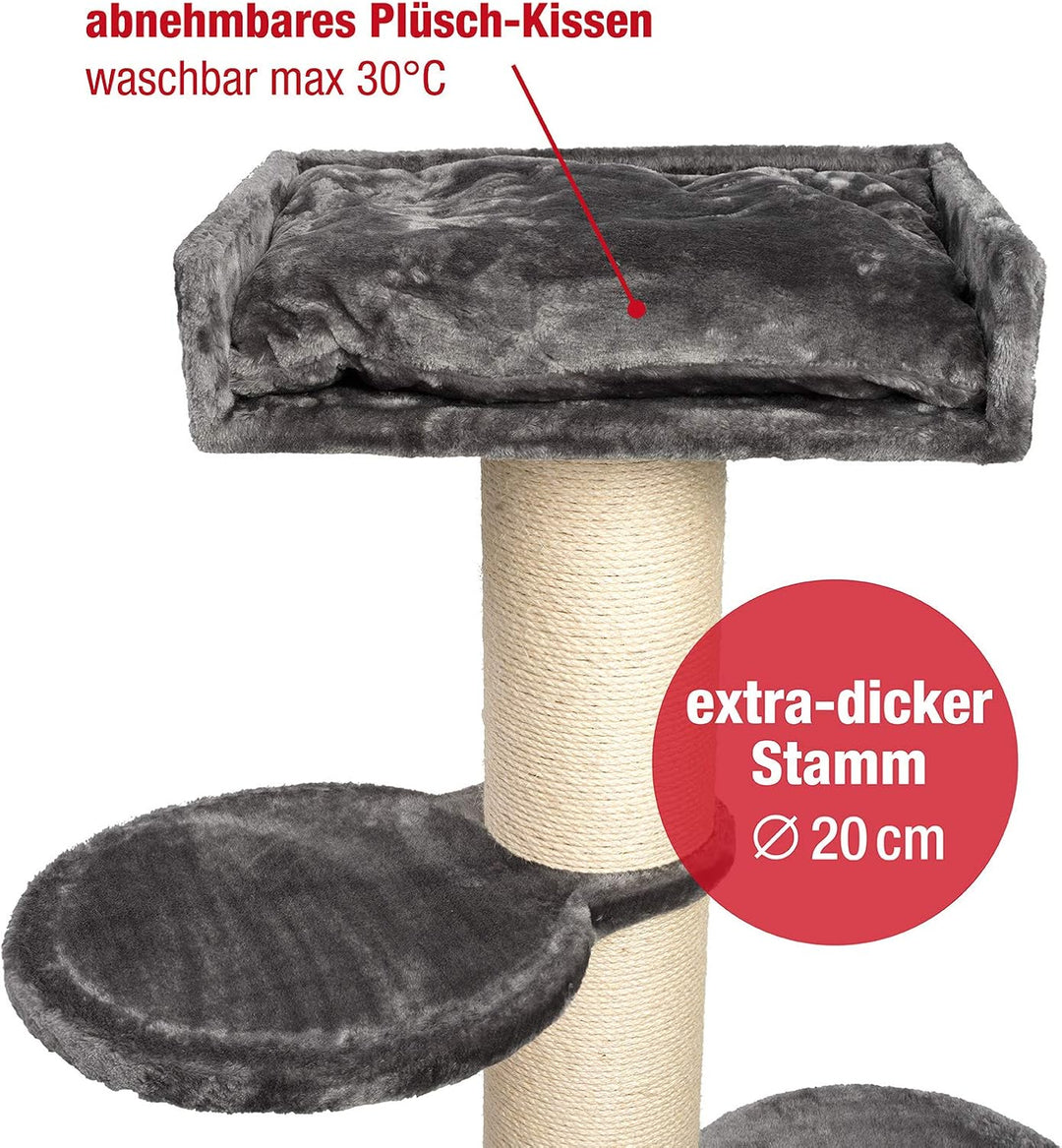 JAMAXX Premium 155cm XXL Kratzbaum für grosse schwere Katzen 20cm extra-starker Stamm, 4cm Starke Bo