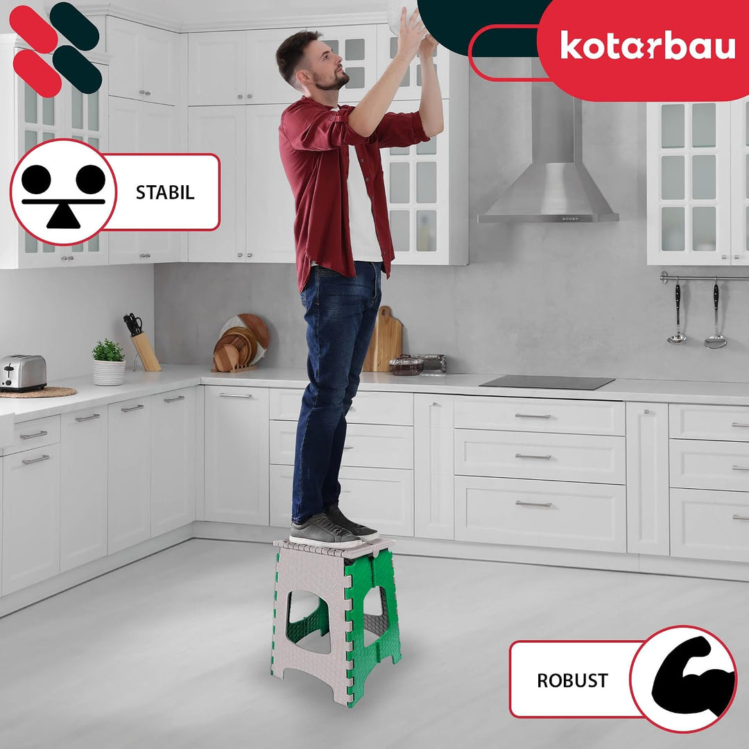 KOTARBAU® Tritthocker klappbar, Klappstuhl, Sitzhocker 44 cm Grün 44 cm, Grün 44 cm