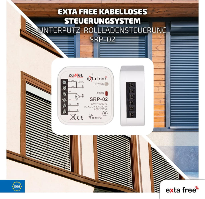 EXTA FREE SRP-02 Funk- Rollladen- Controller, 47,5x47,5x20 mm
