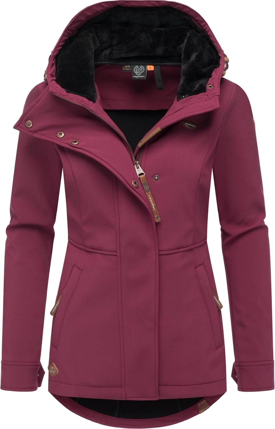 Ragwear Damen Sotfshelljacke Übergangsjacke mit Teddyfleece-Kapuze Yba Intl XS-6XL S Wine25, S Wine2