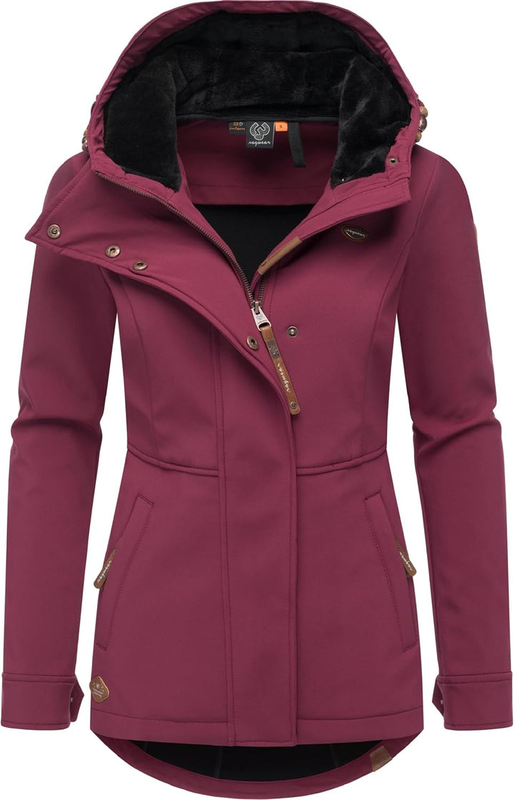 Ragwear Damen Sotfshelljacke Übergangsjacke mit Teddyfleece-Kapuze Yba Intl XS-6XL S Wine25, S Wine2