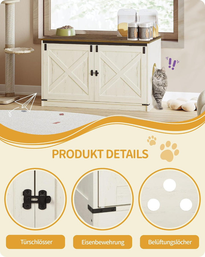 Hzuaneri Katzenklo Schrank, Katzenschrank, Katzentoilette mit Herausnehmbarer Trennwand, Katzenhaus,