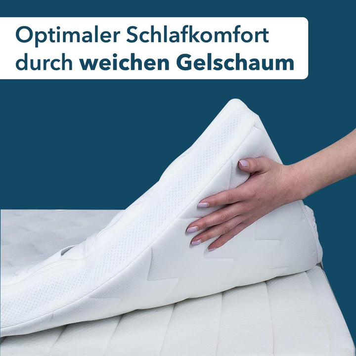 Ortho-Relax Gel Topper 80x190cm, Matratzentopper weich, waschbarer Bezug mit Zonenversteppung, Matra