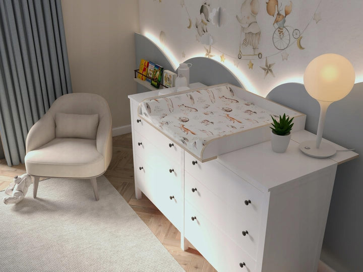 Wickelaufsatz mit Platte für Hemnes von IKEA, Wickeltischaufsatz für 50x160 cm Kommoden, Abnehmbar W