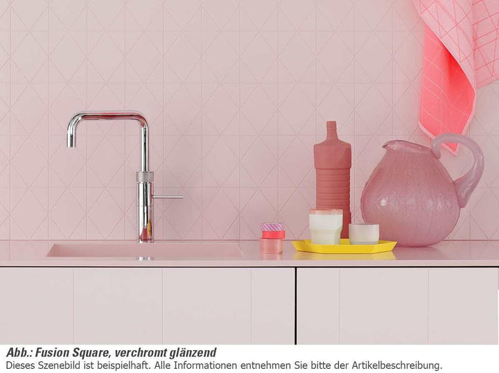 Quooker PRO3-VAQ B &amp; CUBE Fusion Square RVS Edelstahl Sprudel-/Kochendwasserhahn