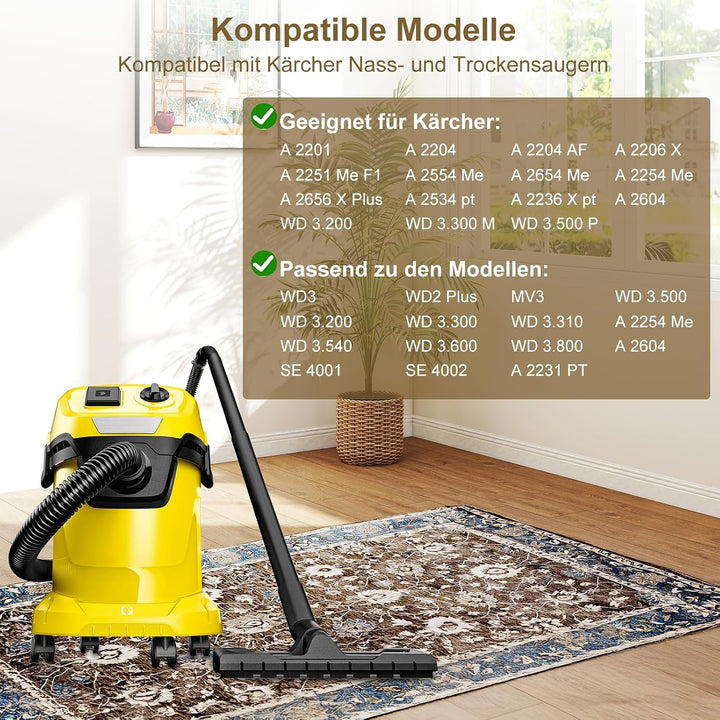 Fishoney 12 Stück WD3 Staubsaugerbeutel für Kärcher 6.959-130.0, Papier filterbeutel für WD3 1629 MV