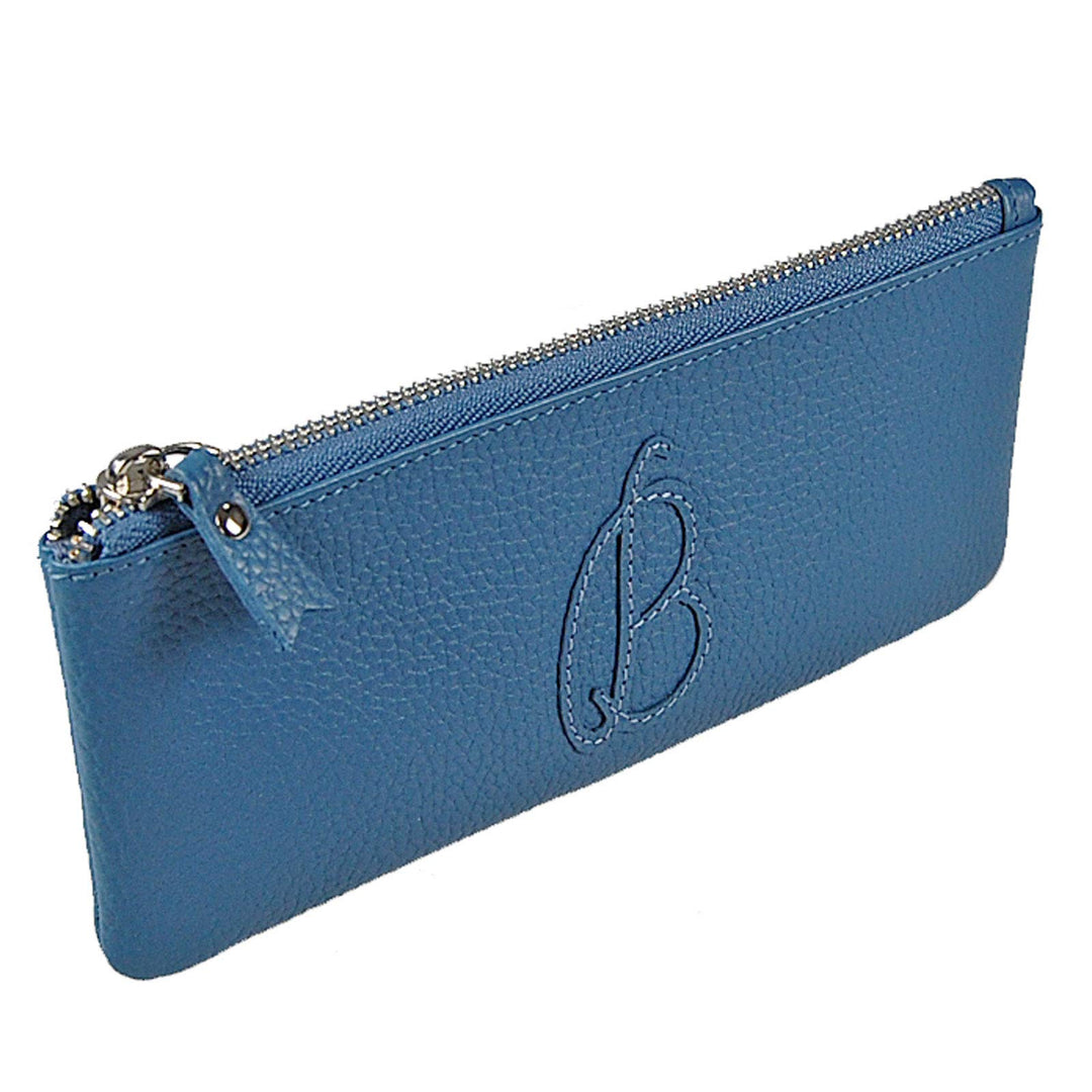 Kosmetiktasche Leder Kosmetiketui Schminktasche Stifteetui Make up Beauty Tasche GoBago (Blau), Blau