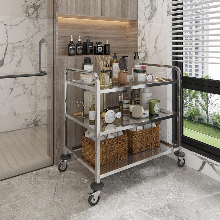 BLV servierwagen Edelstahl 3 böden mit Rollen，küchenwagen Edelstahl Küchen rollenwagen für Hotels, K
