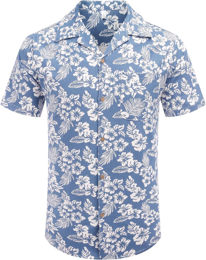 COOFANDY Leinenhemd Herren Hemd Sommer Kurzarm Herrenhemd Freizeit Sommer Hemden Einfarbig Basic Bea