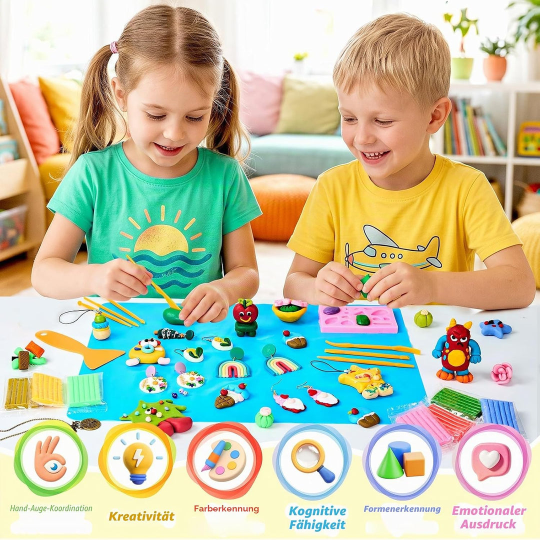 Polymer Clay Set, 66 Farben Modelliermasse Knete Kit für Kinder | 20g Each Ofenhärtende Knetmasse mi