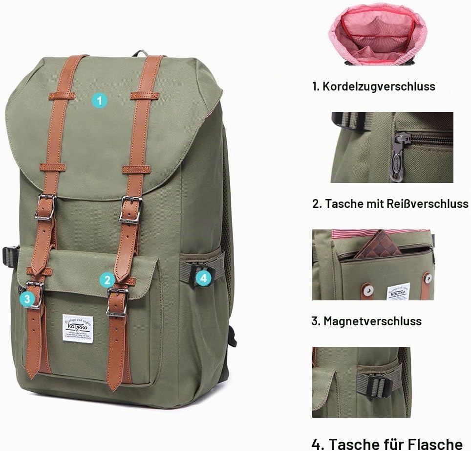 KAUKKO Unisex Ep5 Rucksack 45 x 27 x 17cm (HxBxT) (Nylon Army Green), 45 x 27 x 17cm (HxBxT) (Nylon