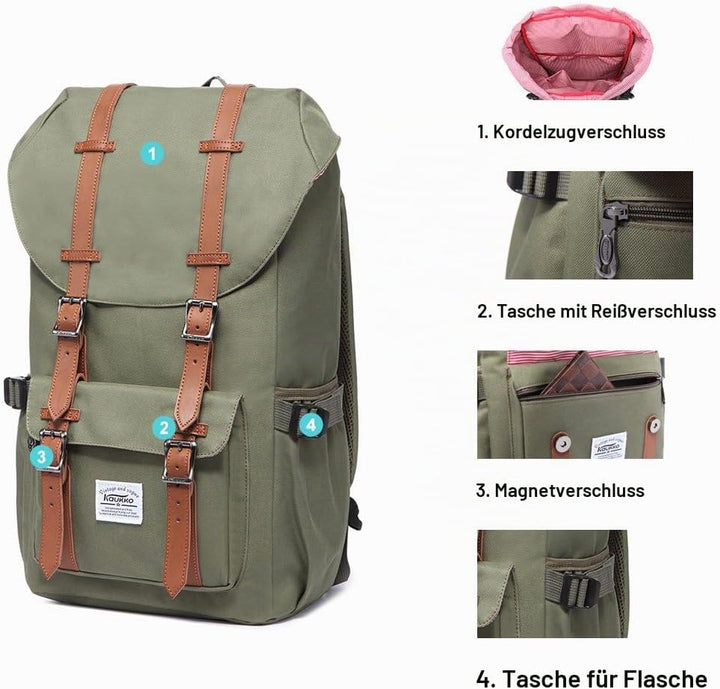 KAUKKO Unisex Ep5 Rucksack 45 x 27 x 17cm (HxBxT) (Nylon Army Green), 45 x 27 x 17cm (HxBxT) (Nylon