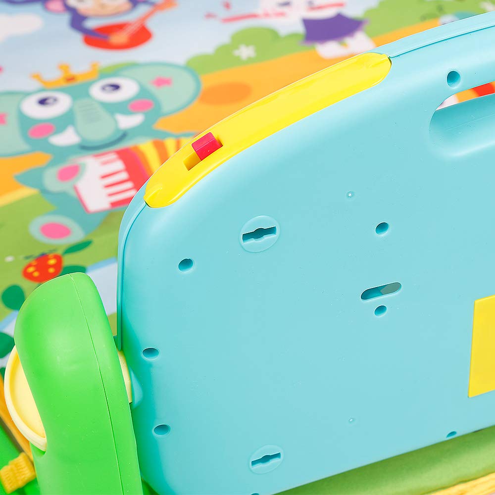 OHMG 3 IN 1 Piano-Gym Spieldecke,Krabbeldecke mit Musik und Lichtern,Spielmatte mit Spielbogen abneh