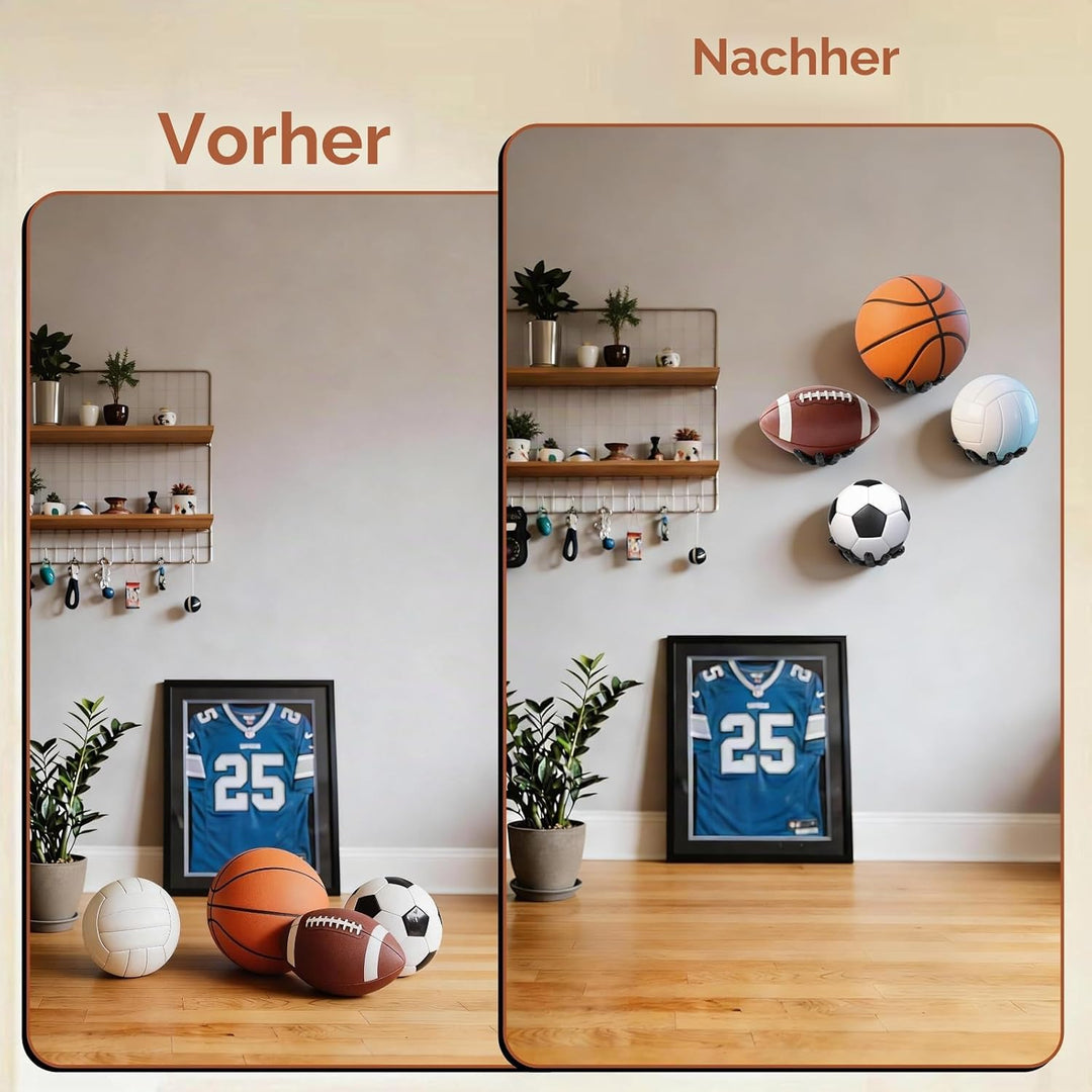 2 Stück Basketball Halterung Wand, Schwarz Ballhalter in Handform