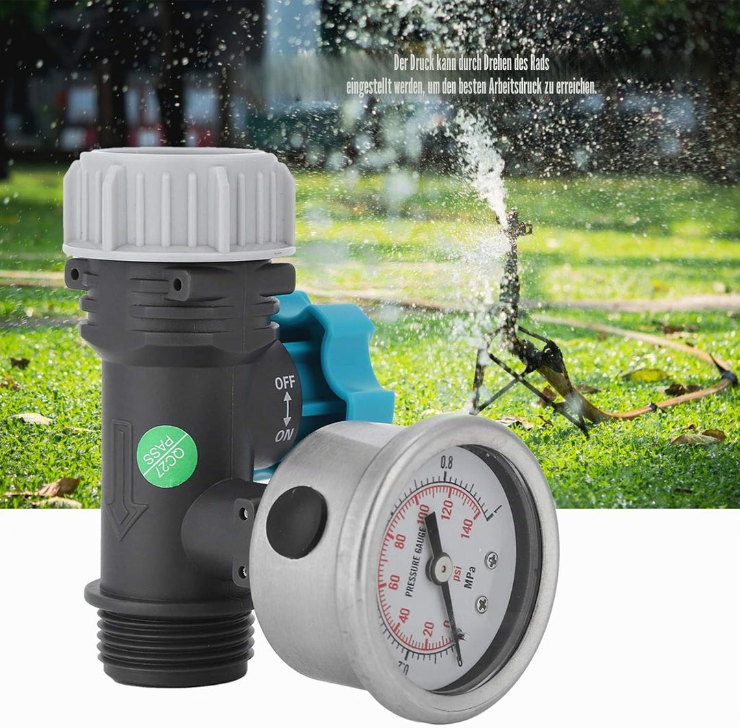 Einstellbares Wasserdruckregelventil G3 / 4 Zoll , 3 , 3 X 2 , 0 Zoll , mit Manometer , Gewächshaus
