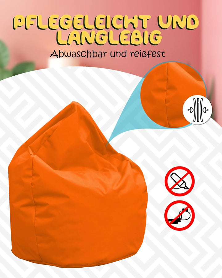 PATCH HOME Patchhome Sitzsack Tropfenform mit Reissverschluss Nachfüllbar - für In &amp; Outdoor - mit S