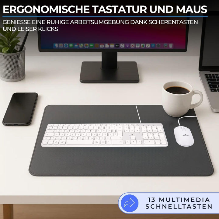 Bluestork Pack Mac - Tastatur und Maus für Mac USB-C &amp; USB-A Weiss QWERTZ DE | Mit Kabel USB-C &amp; USB