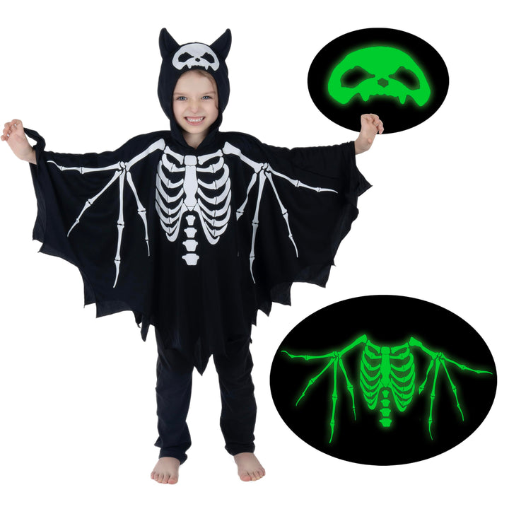 Sincere Party Skelett-Kostüm für Kinder Glow in The Dark Skelett-Halloween-Kostüme für Jungen und Mä