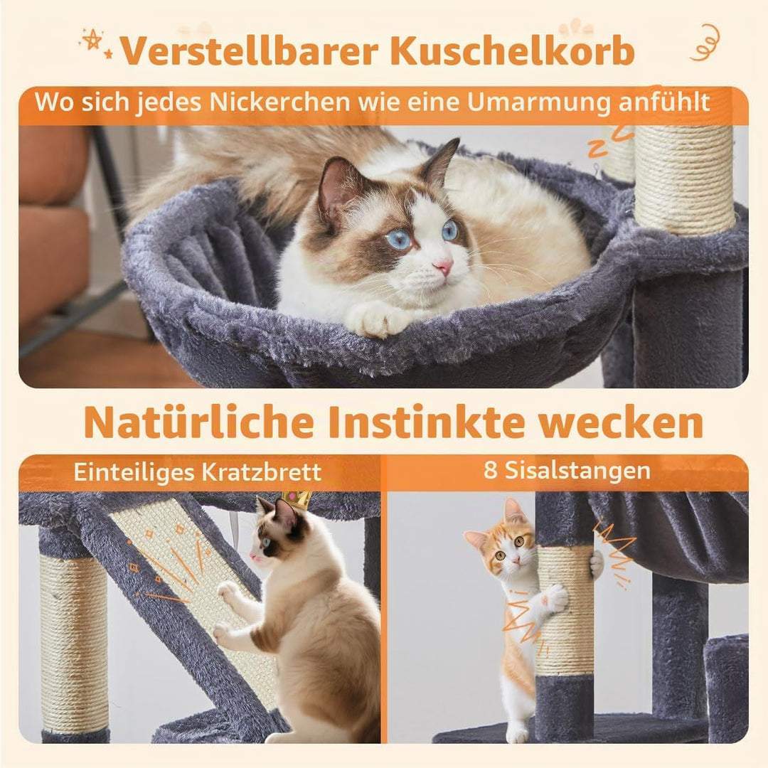 Taoqimiao 180CM Kratzbaum Gross, Katzenbaum Katzen Kratzbaum Grosse Katzen Stabil mit 2 Katzenhaus,