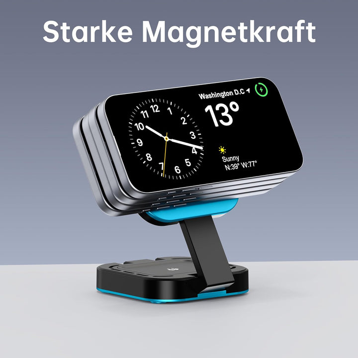 3 in 1 induktive Ladestation für Apple-Geräte, Faltbarer 3 in 1 kabelloses Ladegerät für Magsafe für