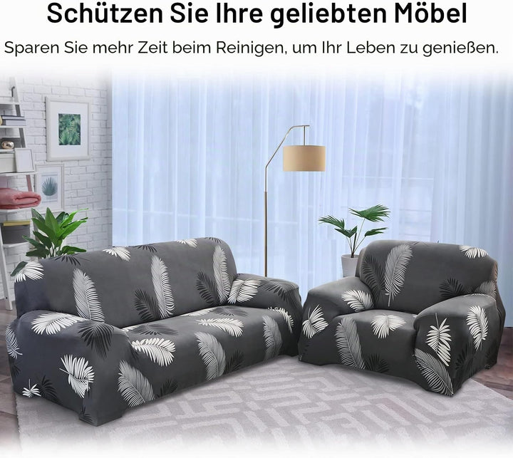 Jaotto Sofabezug 2 Sitzer Elastischer Stretch Spandex Sofa Überwürfe Sofahusse Antirutsch Waschbar S
