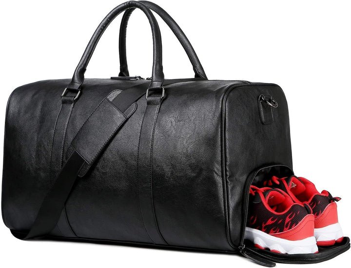 Reisetaschen Herren PU Leder Wasserdicht Weekender Tasche Grossen Kapazität Reisetasche Sporttasche