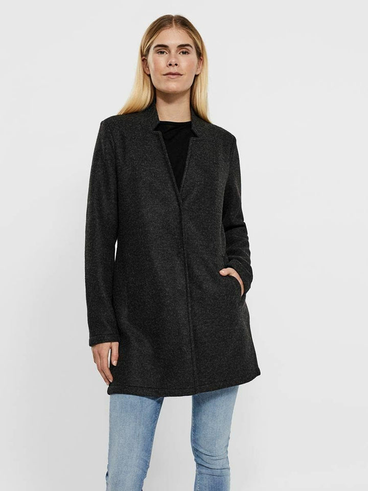 VERO MODA Damen Wollmischungs-Mantel, Darkgrey Melange