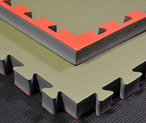 Wendematte, rot/grün, 1 x 1 Meter, ca. 4 cm dick, Puzzlematte/Steckmatte/Bodenmatte/Sportmatte/Spiel