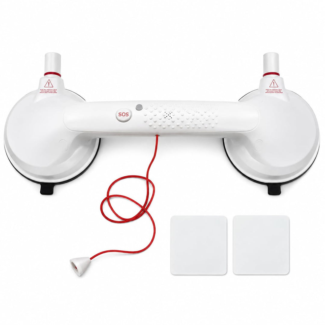 Magicbox Haltegriff Dusche ohne Bohren mit akustischem Alarm, 36,5 cm Haltegriff mit Saugnapf und na