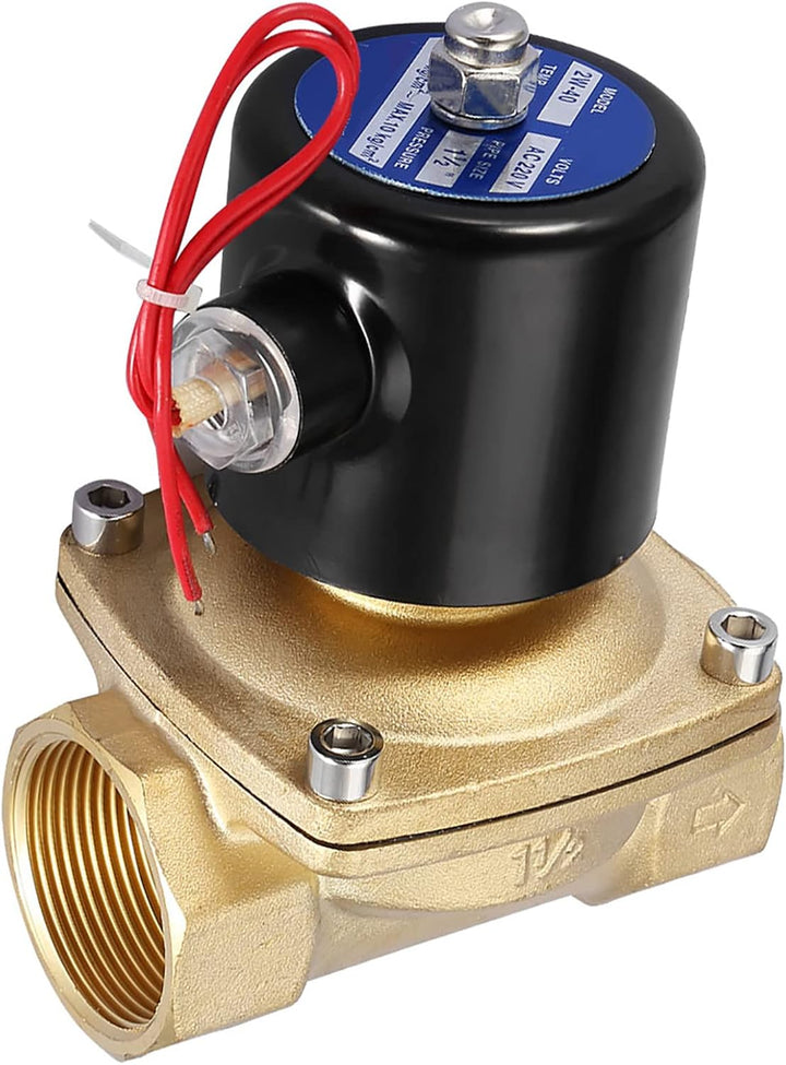 Magnetventil DN40 1-1/2 "Zwei Wege Messing Elektromagnetventil Normalerweise Geschlossen 220VAC für