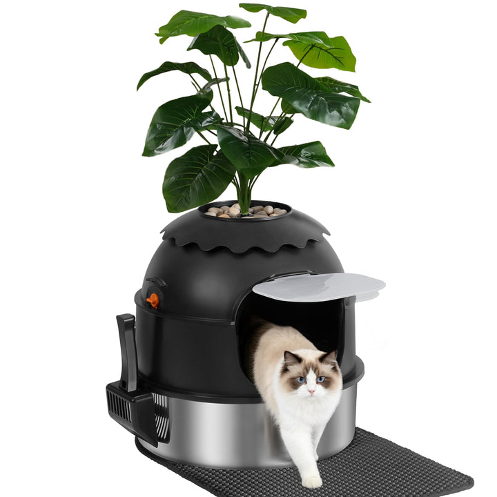 Katzenklo Edelstahl, Katzenklo Blumentopf, Schwarz