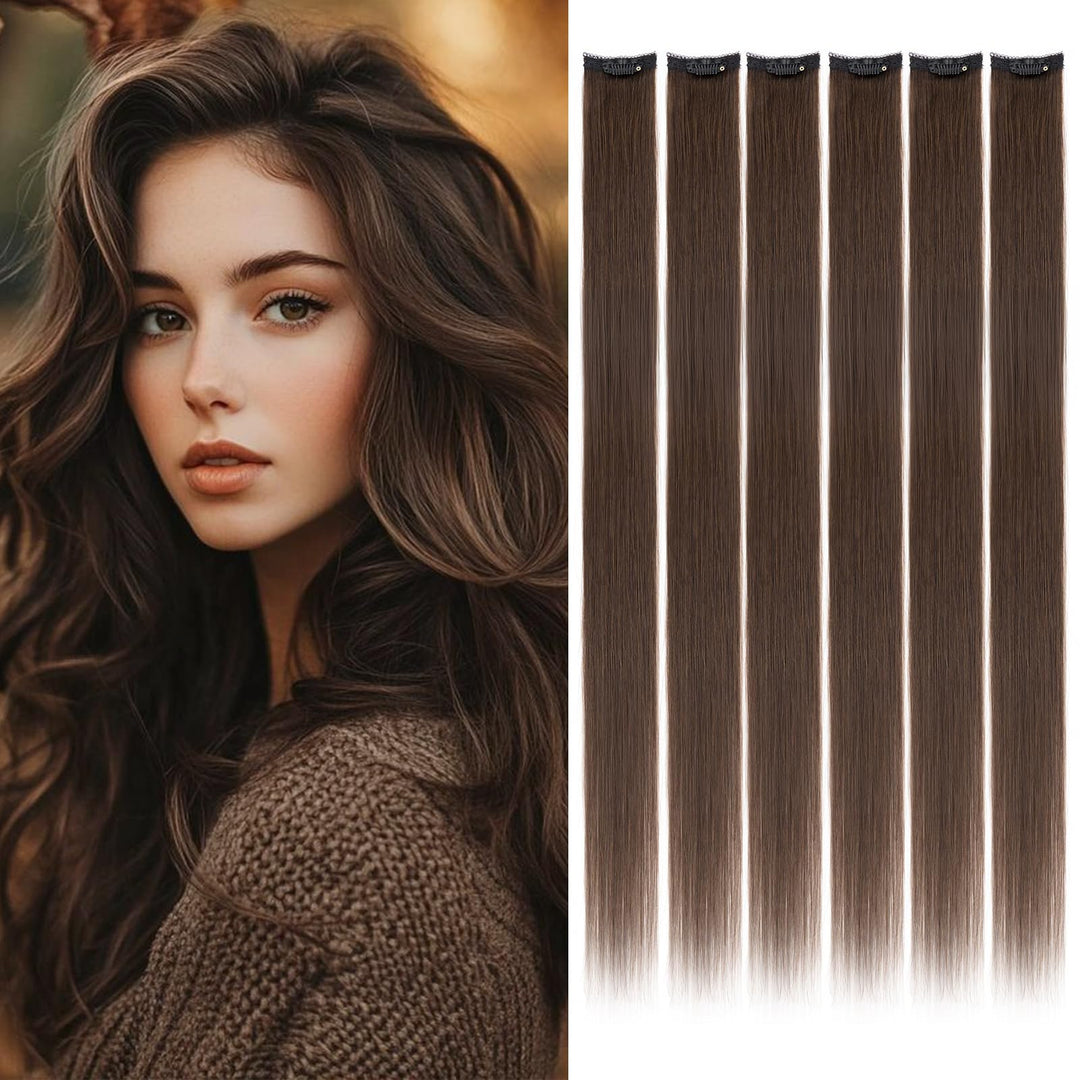 Benehair Clip in Extensions Echthaar, 6Pcs Clip Echt Haar Extension, Einzelclip Echthaar Extension C