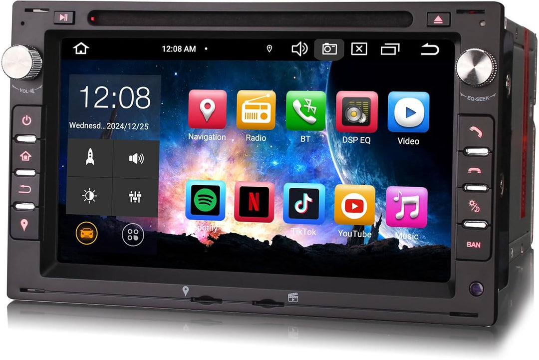 Erisin 8-Kern 4GB+64GB Android 12 Autoradio Bluetooth mit GPS Navigation Für VW T5 Passat Polo Jetta