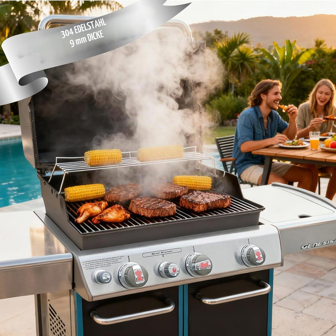 QuliMetal 49,5 x 33cm 7528 Grillrost Edelstahl für Weber Genesis E-310/320/330, S-310/320/330 (2007-