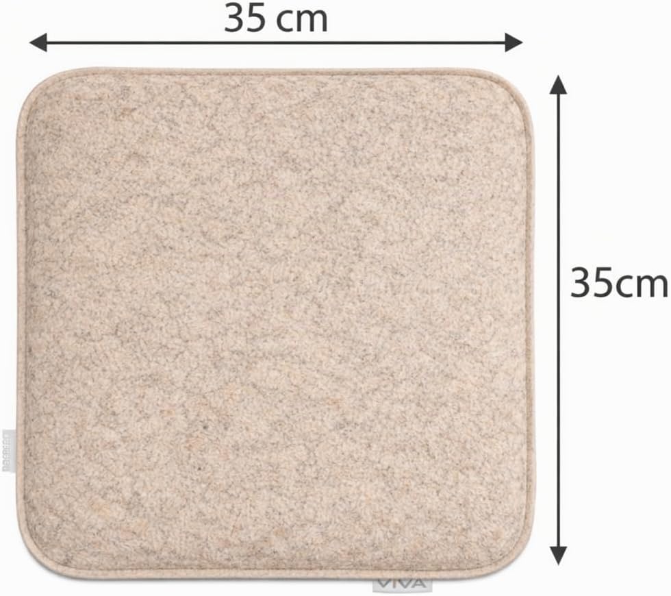 Brandsseller Sitzkissen Filz Eckig 4er Set 35x35x2 cm Stuhlkissen Sitzpolster Auflagen Taupe-Beige 4