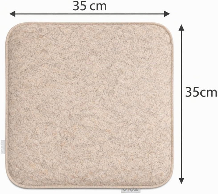 Brandsseller Sitzkissen Filz Eckig 4er Set 35x35x2 cm Stuhlkissen Sitzpolster Auflagen Taupe-Beige 4