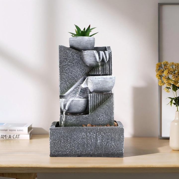 Dyna-Living Zimmerbrunnen Tischbrunnen mit Rollender Kugel