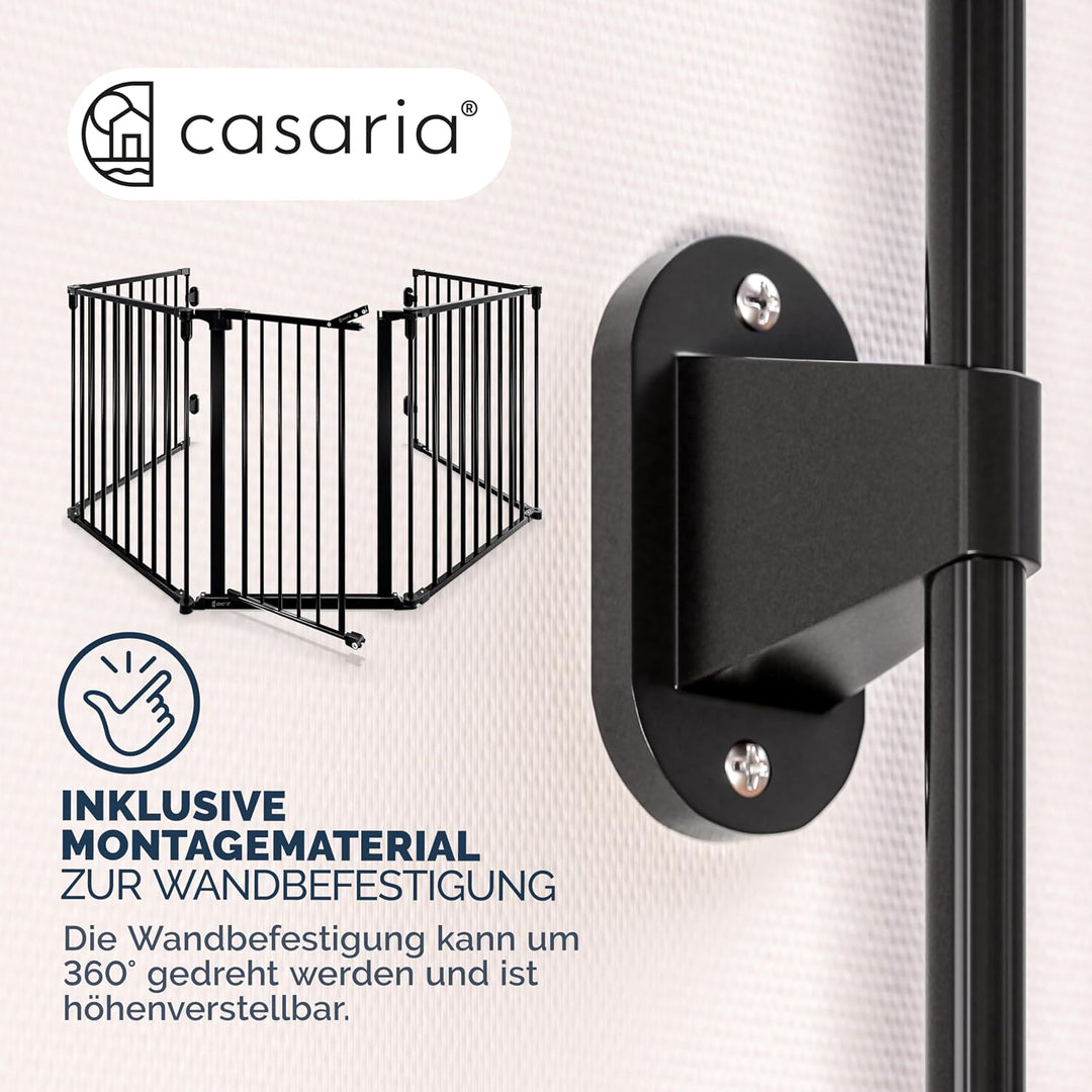 CASARIA® Kaminschutzgitter mit Sicherheitstür Metall Ofenschutzgitter 306x77cm Kamingitter ohne Bohr