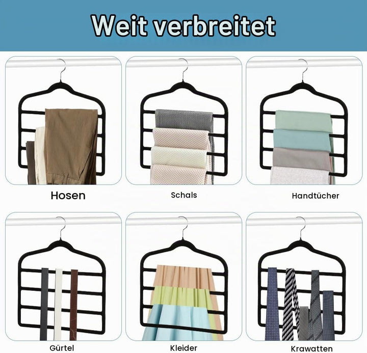 3 Stück Hosenbügel Platzsparend, Mehrfach Hosenbügel Rutschfester