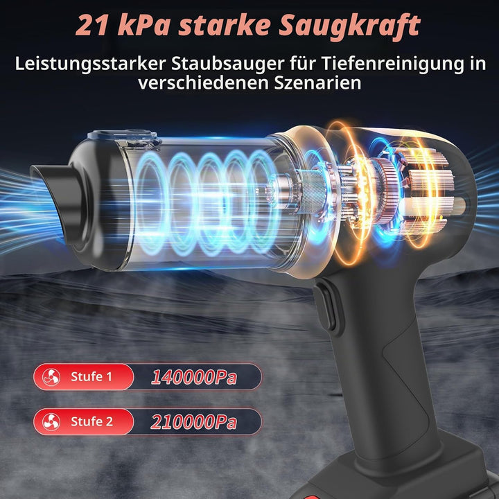 Tiazhan Handstaubsauger, 21000 Pa/120W Handstaubsauger Auto, 7 in 1 Staubsauger und USB-Anschluss, m