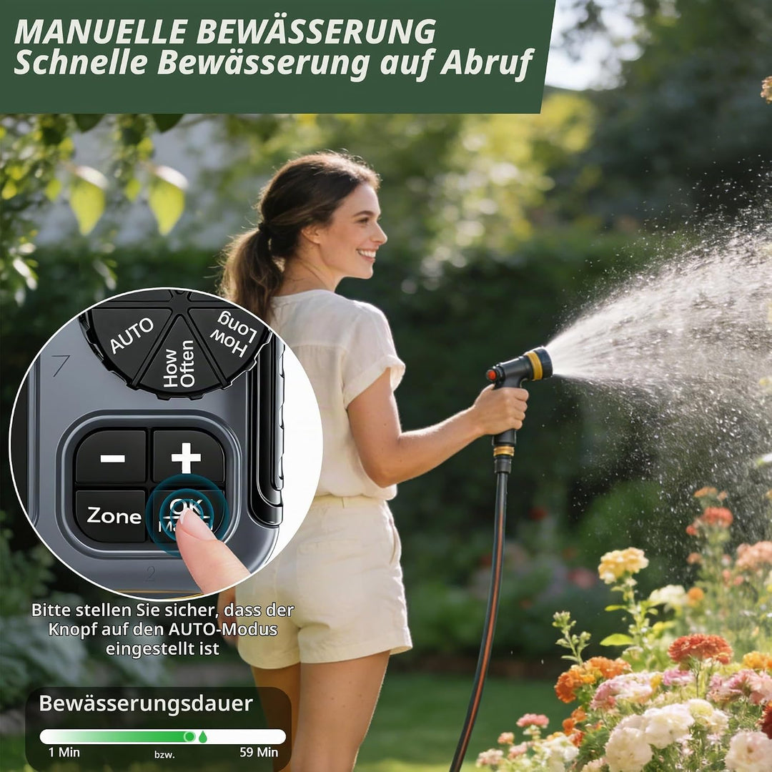 IPX5 Bewässerungscomputer 2 Ausgänge,Messing-Einlass und -Auslass,Automatische Bewässerung Wasser Ze