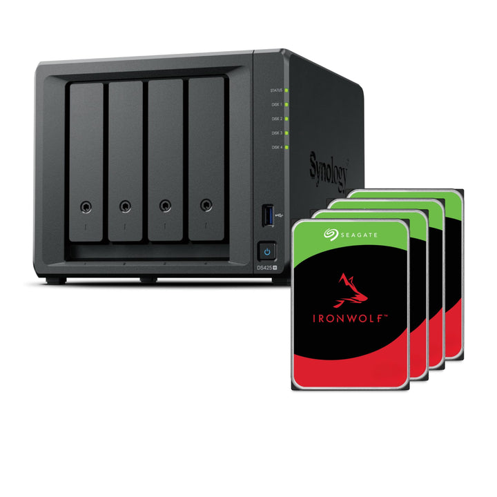 Synology DS425+ 16TB Bundle Seagate (4X 4TB Seagate Ironwolf) 4 Bay Desktop NAS; mit einem Intel Cel