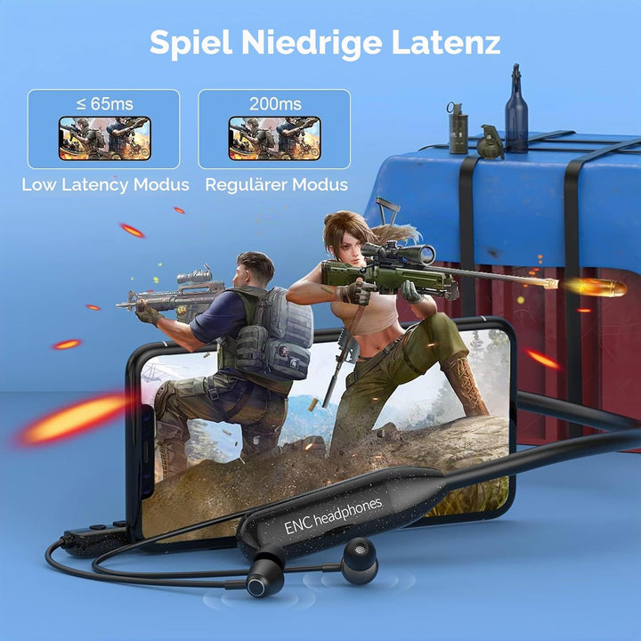 SOPPY Nackenbügel Ohrhörer Bluetooth 5.3 Kabellose In-Ear Kopfhörer mit Mikrofon, IPX6 Sport Earbuds