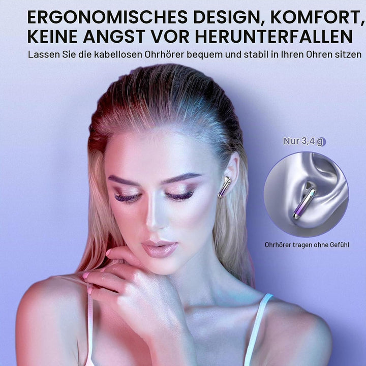 Bluetooth Kopfhörer, Kopfhörer Kabellos Bluetooth 5.3 In Ear Kopfhörer mit 4 ENC Mic, HiFi Stereo, 4