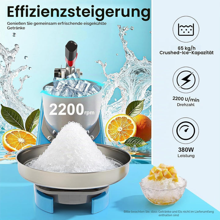 Elektrischer Ice Crusher, Edelstahl Eiszerkleinerer Crusheisbereiter, Kapazität von zerstossenem Eis