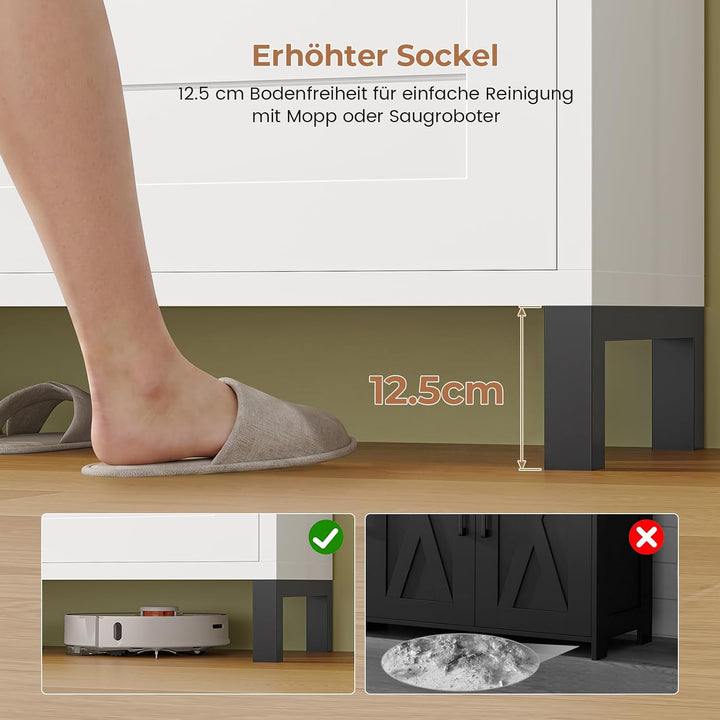 AOGLLATI Schuhschrank Schmal, Schuhkipper mit 2 Klappen, Holz, Weiss 2 Klappen Schuhschrank, 2 Klapp