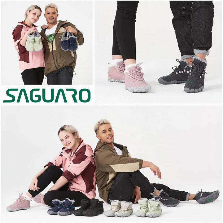 SAGUARO Barfussschuhe Gefüttert Herren Winterschuhe Damen Warm Winterstiefel 37 EU Weiss, 37 EU Weis