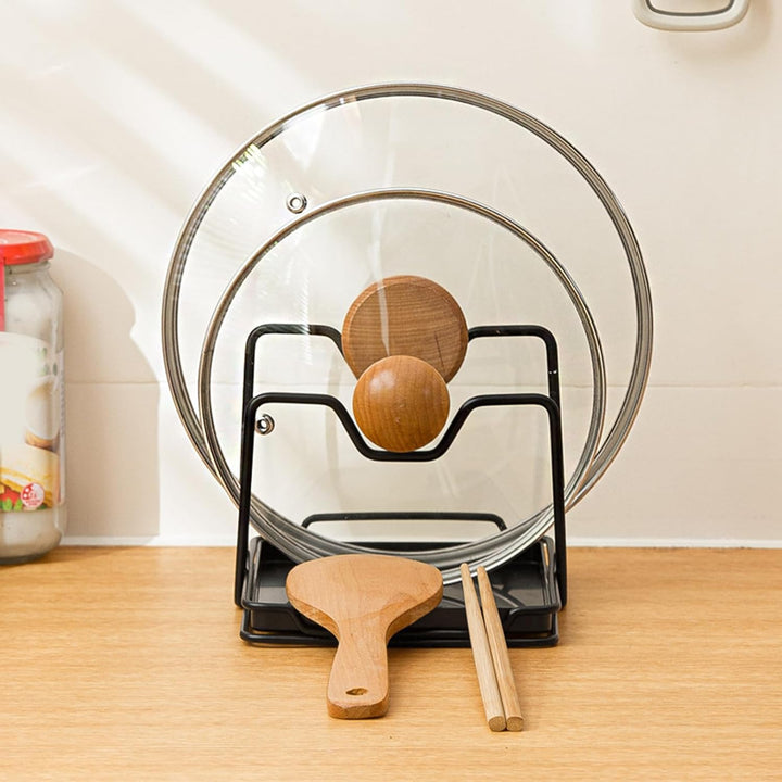 Pot Lid Organizer, Plates Rack Stand, 7.48x6.22x5.12 Inches Rustproof Shelf Holder, Space Saving Kit