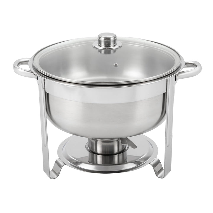 Runder Chafing Dish 8,5 Liter, Edelstahl Speisenwärmer mit Glasdeckel Wärmebehälter Double Pot Behäl